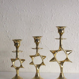 Brass Magen David Candle Holders, Pair