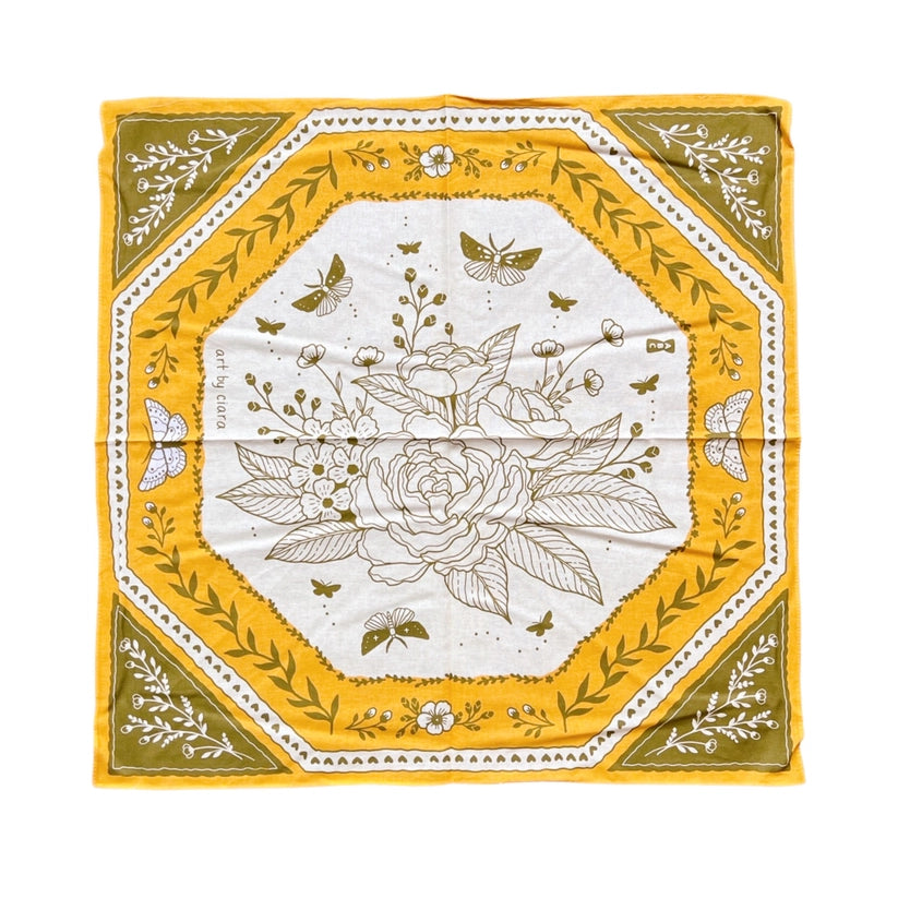Mustard Floral Moth Bandana