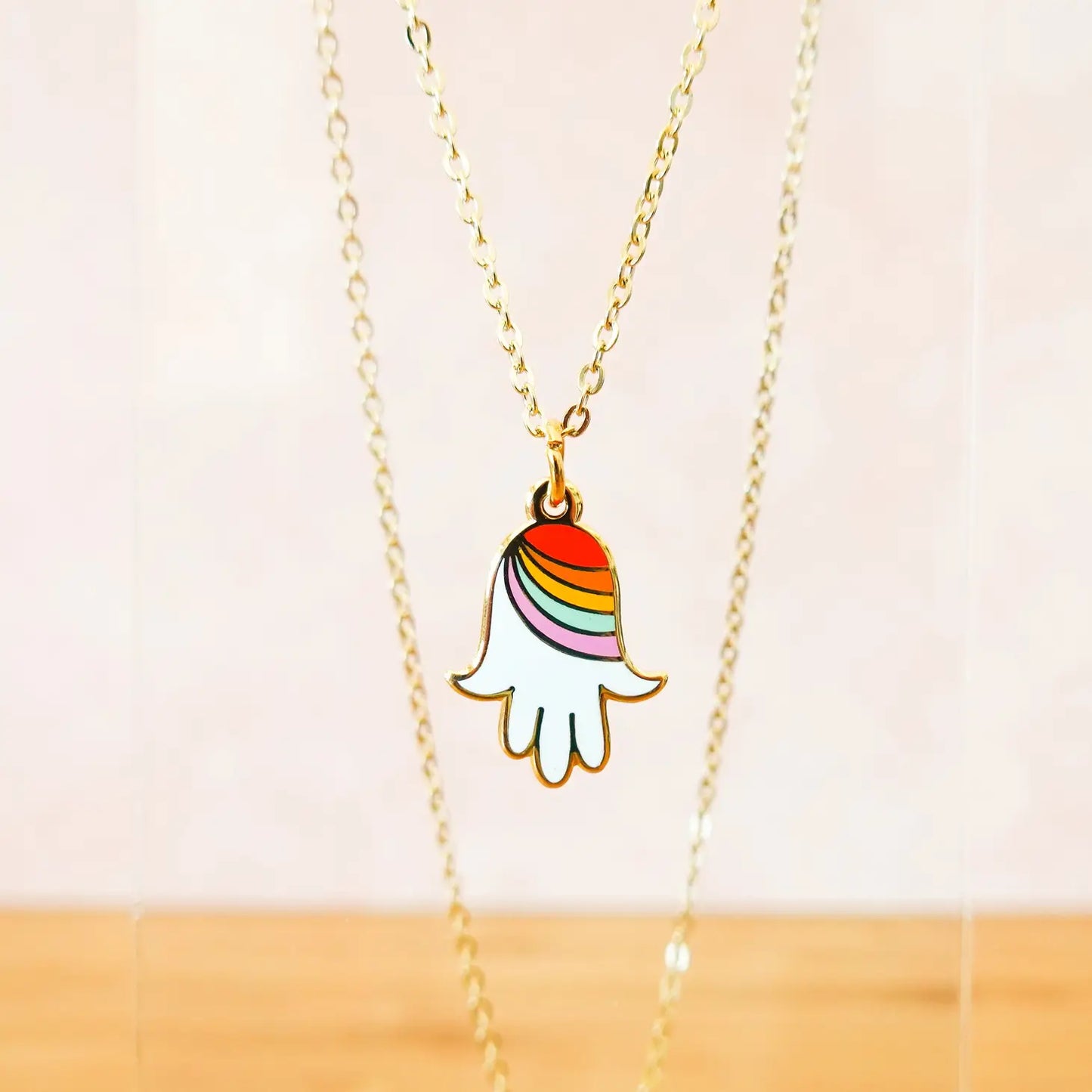 Rainbow Hamsa Necklace