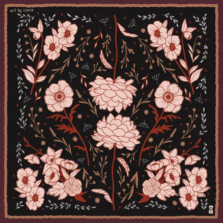 Black Floral Bandana
