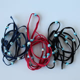Velvet Cord with Hand Painted Evil Eyes