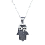 Hamsa with Chai Sterling Pendant Necklace