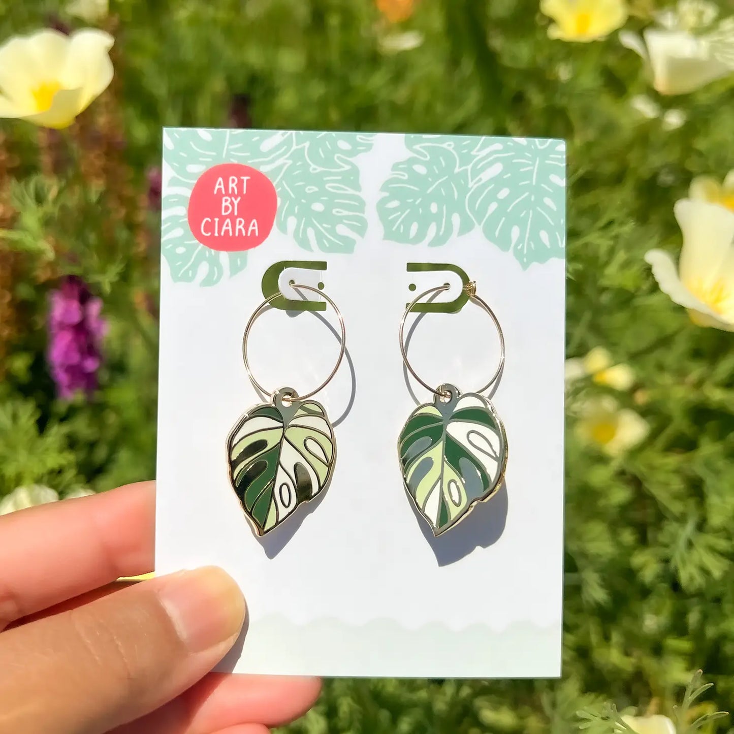 Gold Filled Monstera Earrings