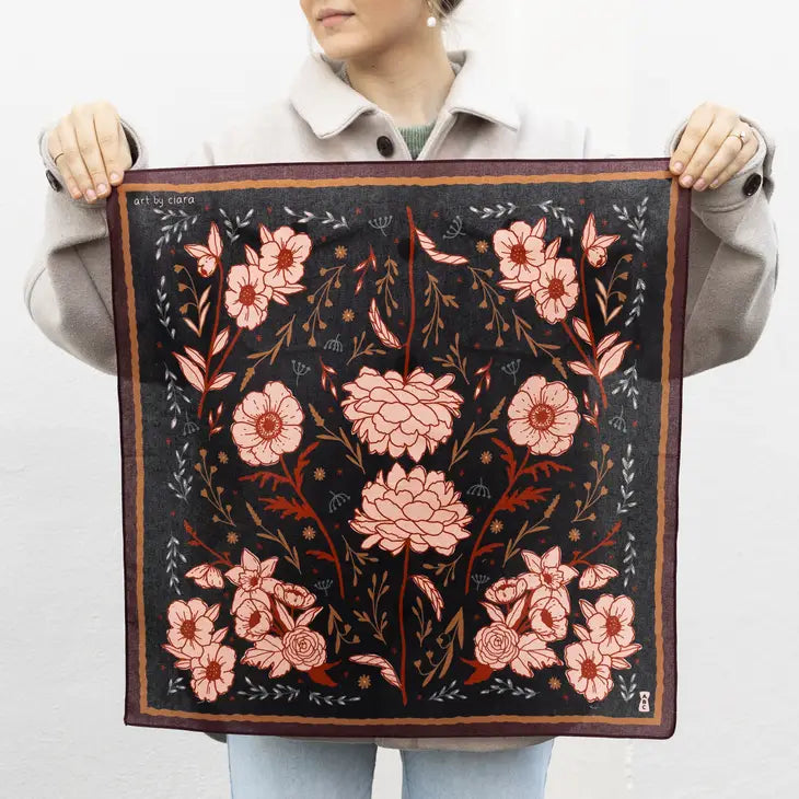 Black Floral Bandana