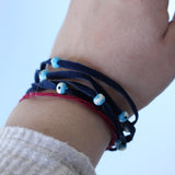 Velvet Cord with Hand Painted Evil Eyes