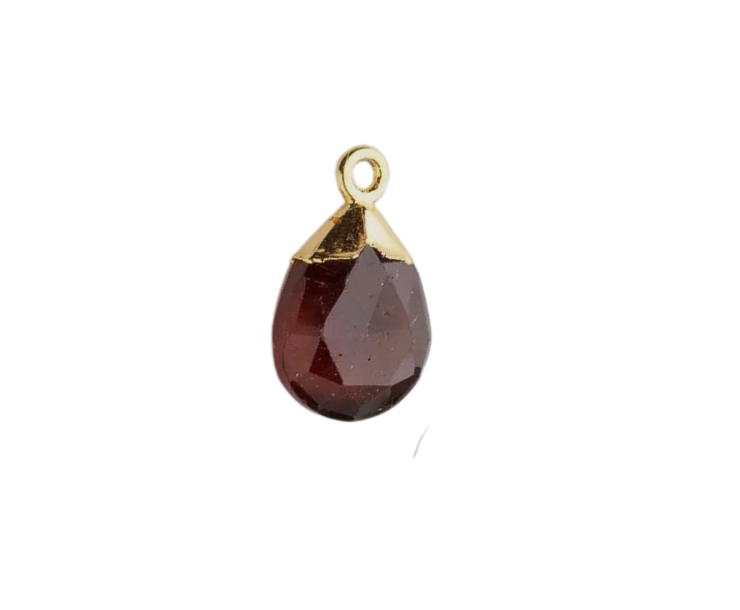 Gold Leafed Hessonite Garnet Faceted Pear