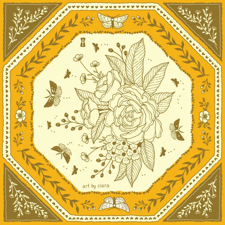 Mustard Floral Moth Bandana