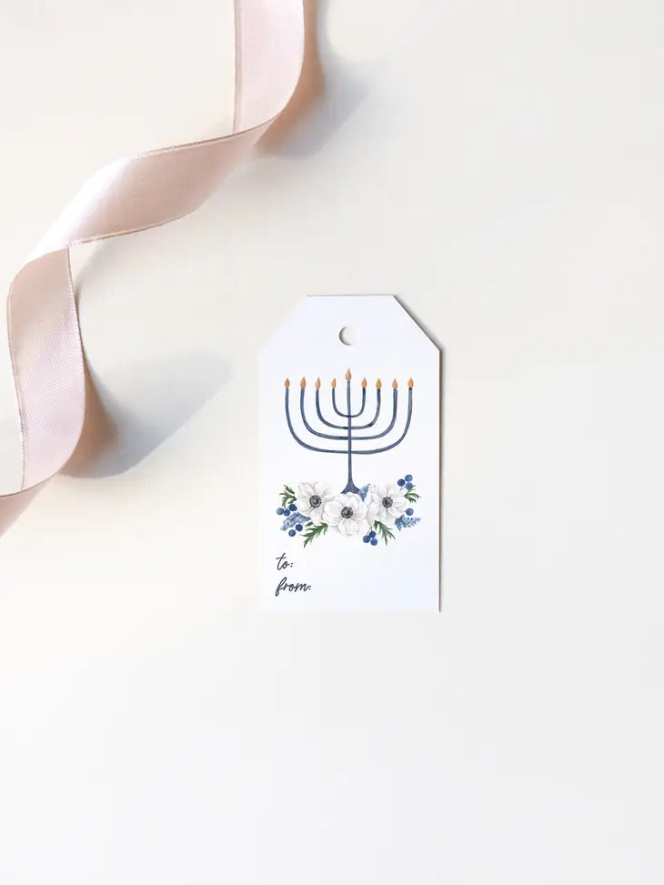 Floral Channukiah Gift Tags