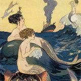 Mermaids Watching Ocean Liner Postcard