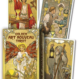 Golden Art Nouveau Tarot – Deck, Grand Trumps & Mini | Gold Foil Art Nouveau Tarot | Lo Scarabeo