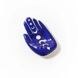 Hamsa Moon Phase Incense Holder Hand Painted Ceramic