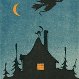 Happy Halloween, Witch Flying over House Postcard