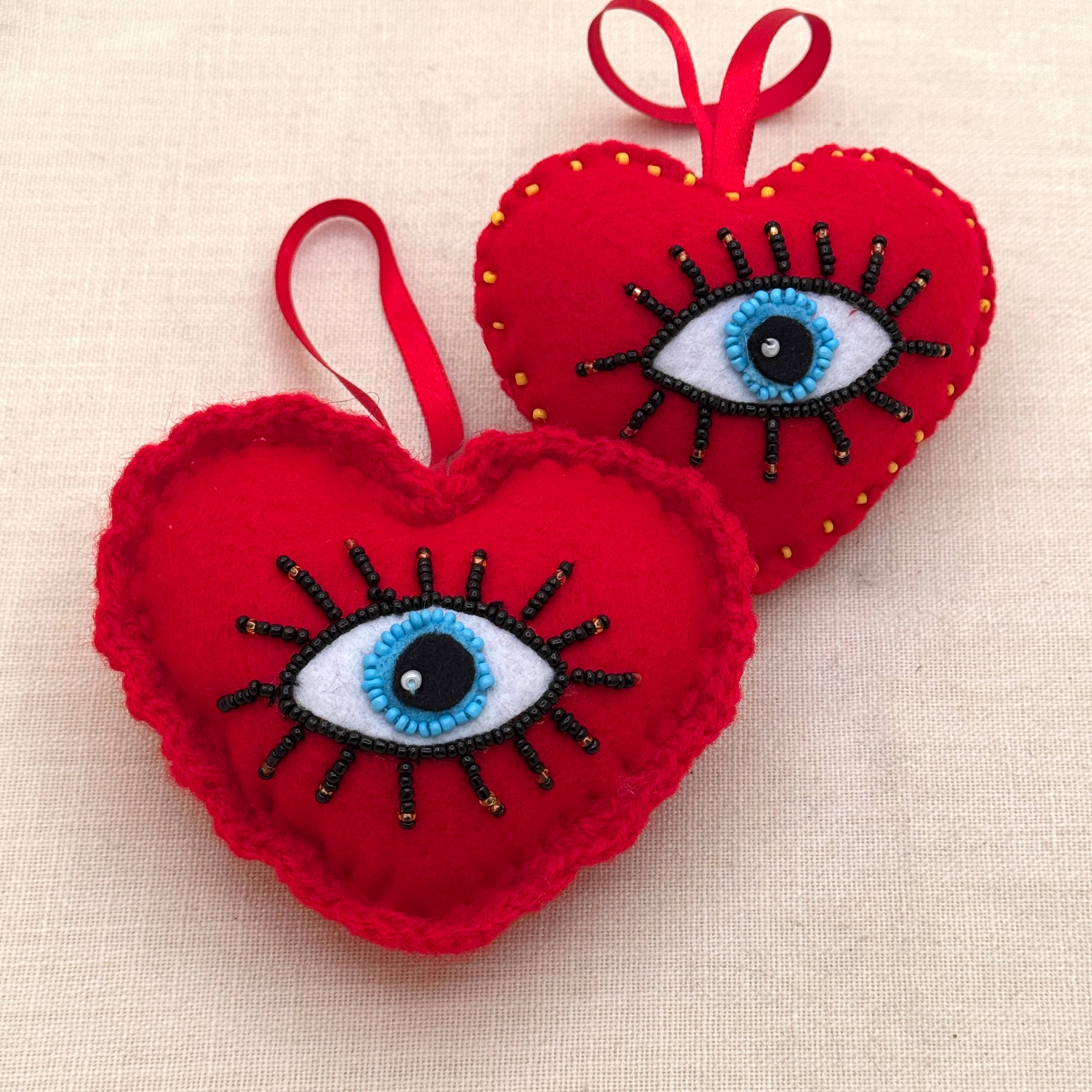 Evil Eye Puff Heart Ornament