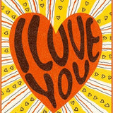 I Love You, Sunburst Heart postcard