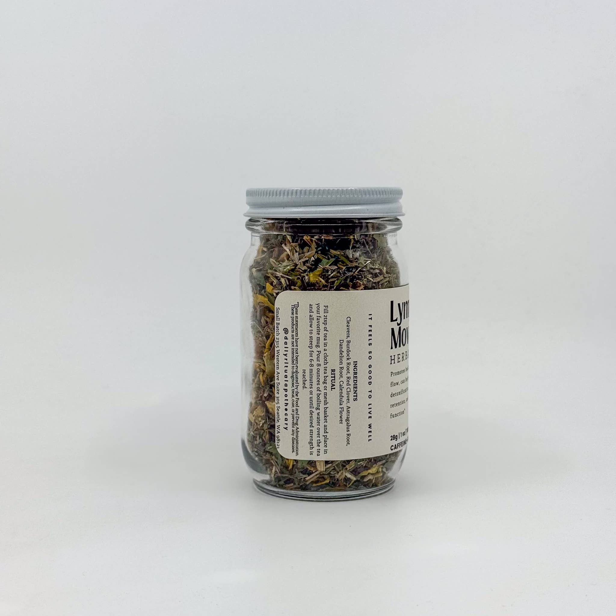 Lymph Mover Loose Leaf Herbal Tea in a Glass Jar