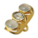 Green Amethyst & Prehnite 3-Stone Ring