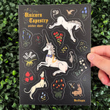 Unicorn Tapestry Medieval Waterproof Vinyl Sticker Sheet