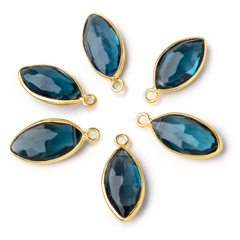 Vermeil Bezel London Blue Topaz Faceted Marquise Pendant Charm
