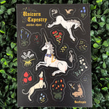 Unicorn Tapestry Medieval Waterproof Vinyl Sticker Sheet