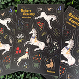 Unicorn Tapestry Medieval Waterproof Vinyl Sticker Sheet