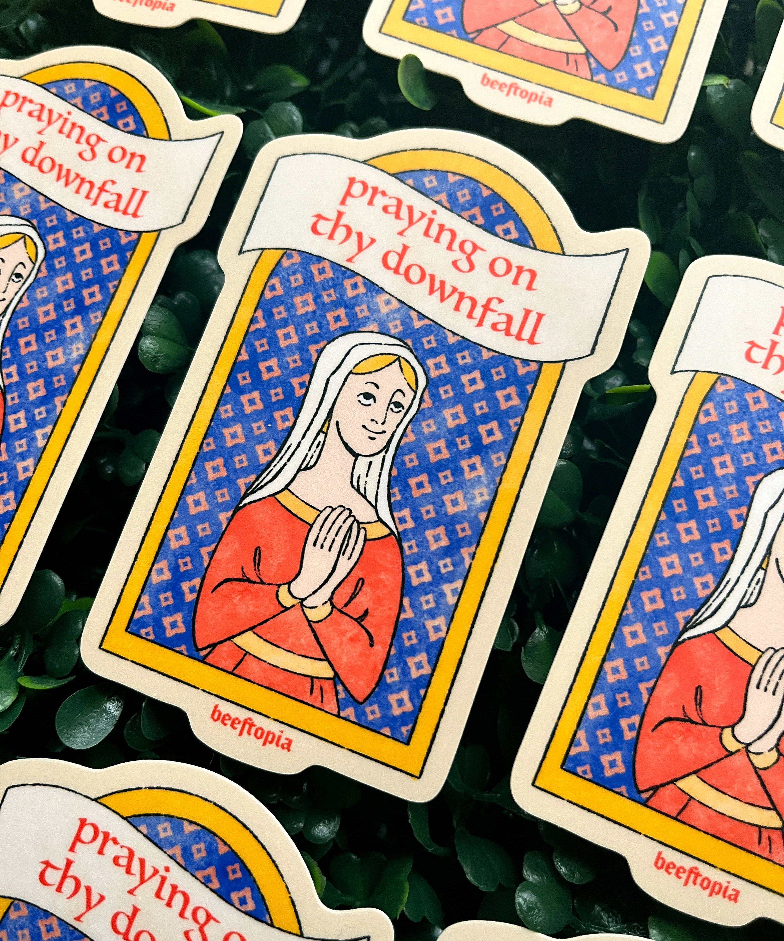 Praying on Thy Downfall Funny Medieval Vinyl Sticker