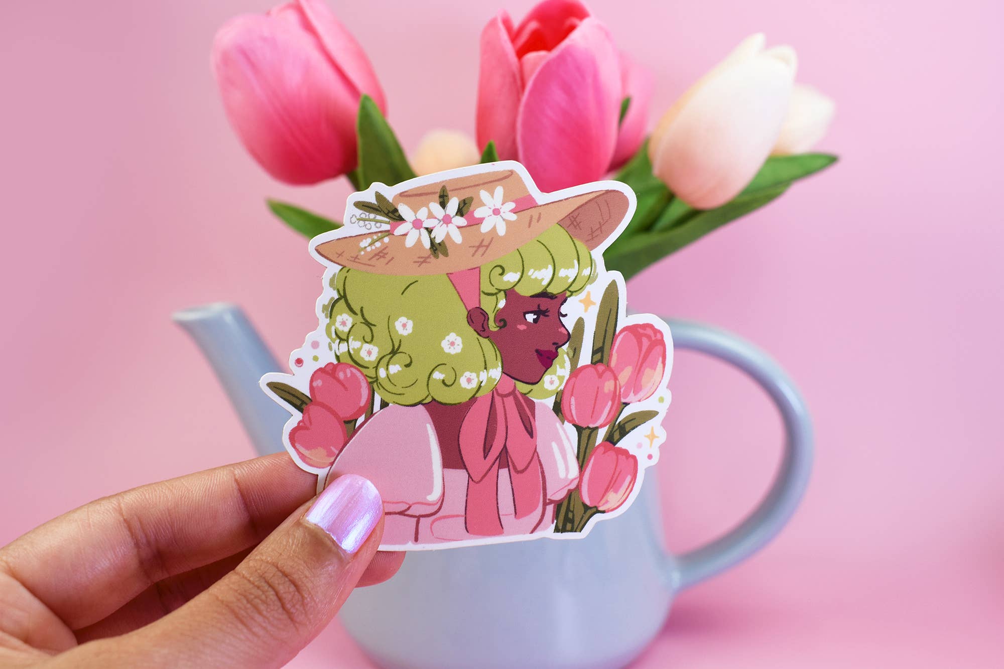 Brown is Magical Cottagecore Girl Sticker