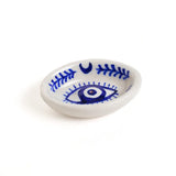 Evil Eye Incense Holder - Hand Painted Blue & White