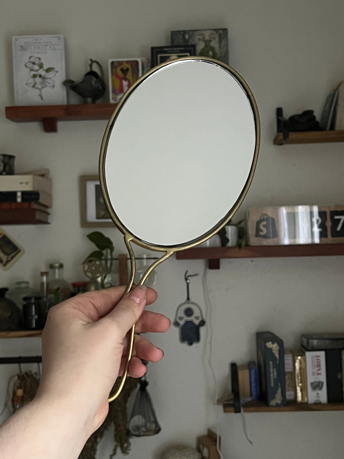 Imperfect Brass Scrying Hand Mirror