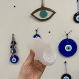 Selenite Hamsa Candleholder