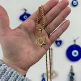 Bold Gold Plated Titanium Magen David Necklace - Star of David