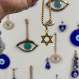 Bold Gold Plated Titanium Magen David Necklace - Star of David