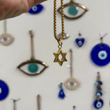 Bold Gold Plated Titanium Magen David Necklace - Star of David
