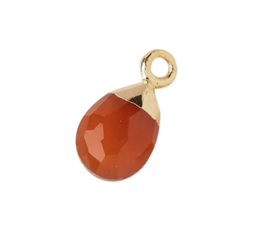 Gold Leafed Carnelian Faceted Pear (10x7mm)