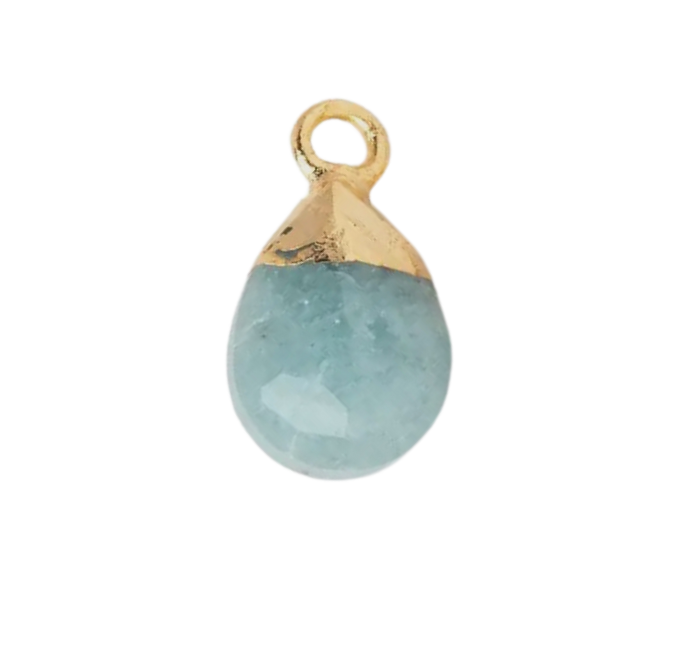 Gold Leafed Aquamarine Faceted Pear (10x7mm)