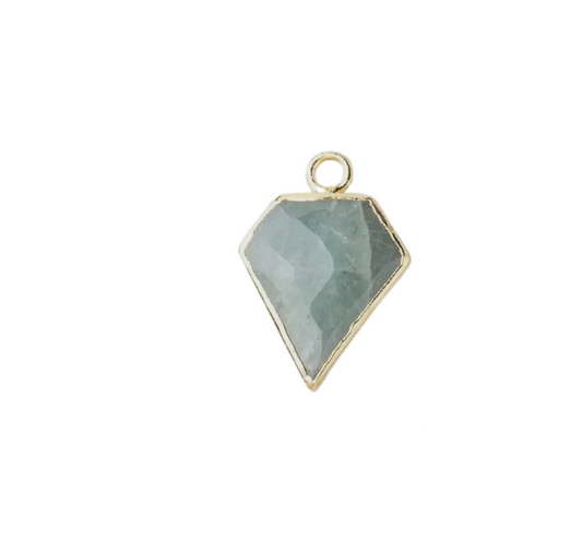 Gold Leafed Aquamarine Faceted Diamond (14x12mm)