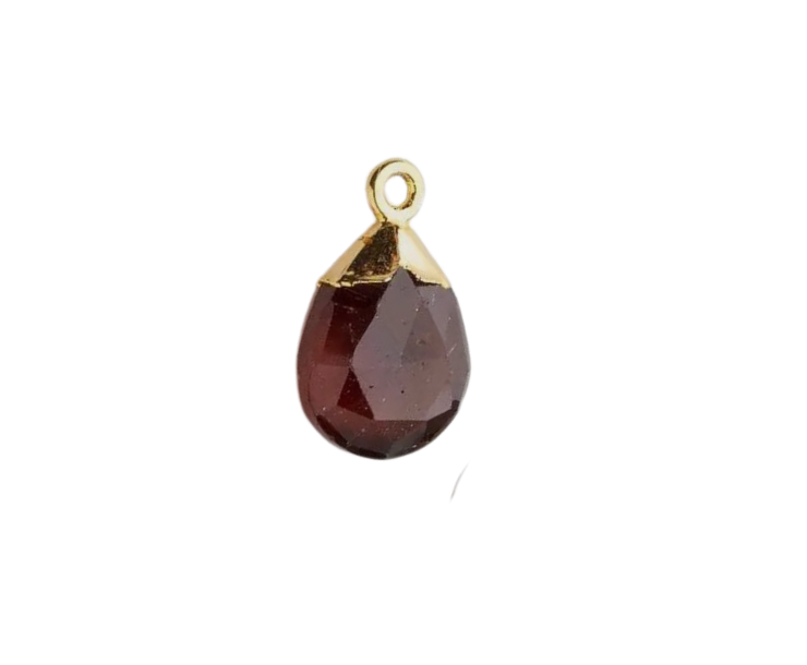 Gold Leafed Hessonite Garnet Faceted Pear (12x9mm)