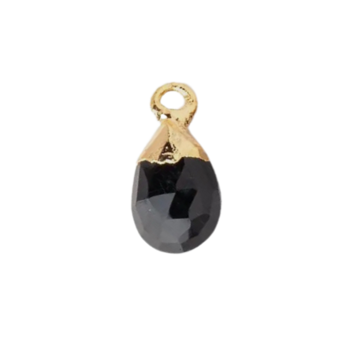 Gold Leafed Black Onyx Faceted Pear (9x6mm)