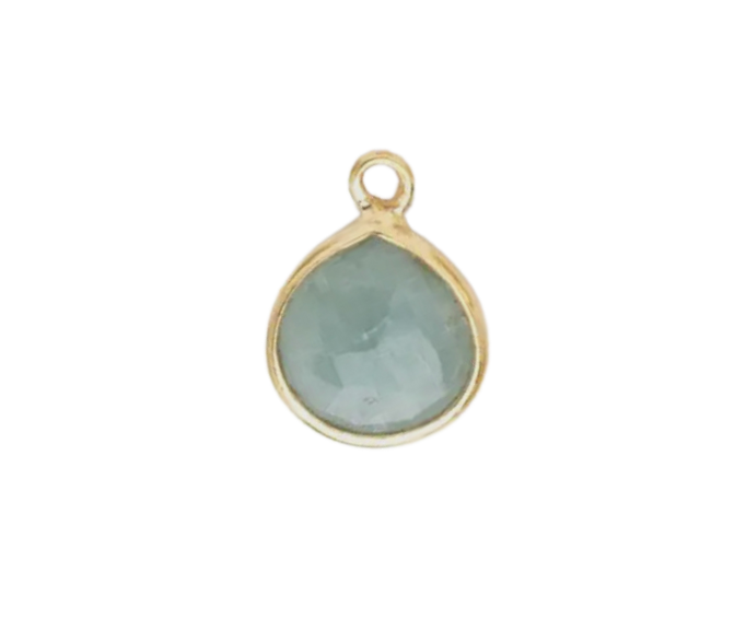 Vermeil Bezel Milky Aquamarine Faceted Heart (8mm)