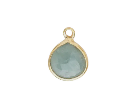 Vermeil Bezel Milky Aquamarine Faceted Heart (8mm)