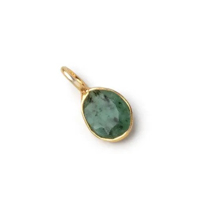 Vermeil Bezel Emerald Rose Cut Oval (7x5mm)