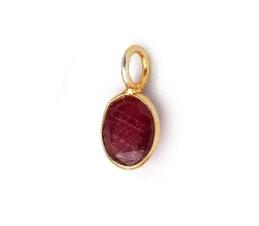 Vermeil Bezel Dark Ruby Rose Cut Oval (7x5mm)