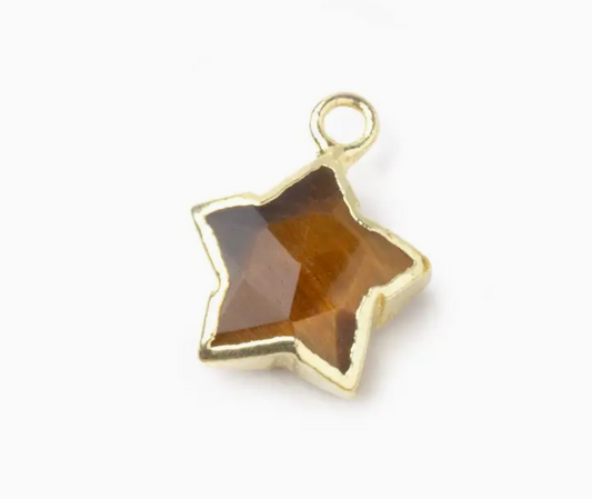 Gold Leafed Tiger's Eye Faceted Star (9-10mm)