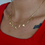 Vintage Brass Celestial Star Charm Pendant