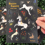 Unicorn Tapestry Medieval Waterproof Vinyl Sticker Sheet