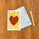I Love You, Sunburst Heart postcard