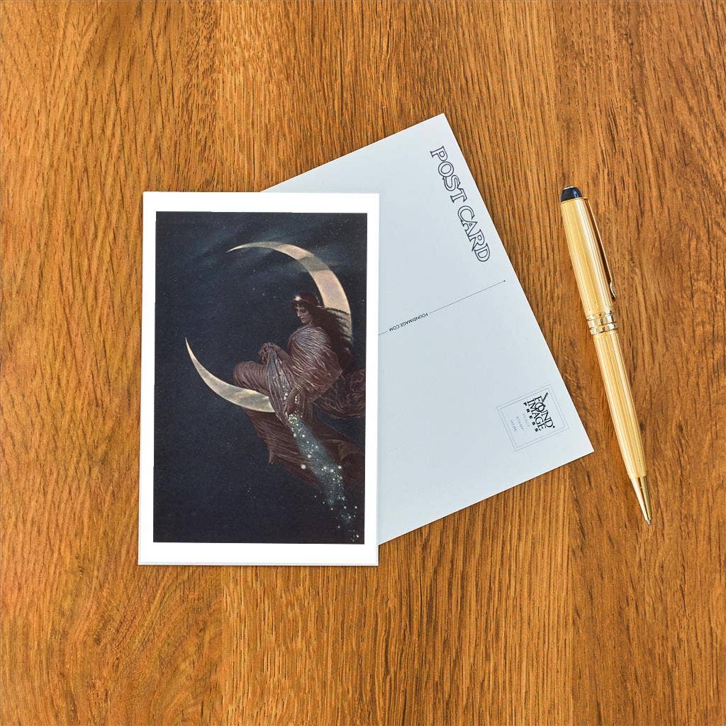 Enchantress Sitting on Moon Postcard