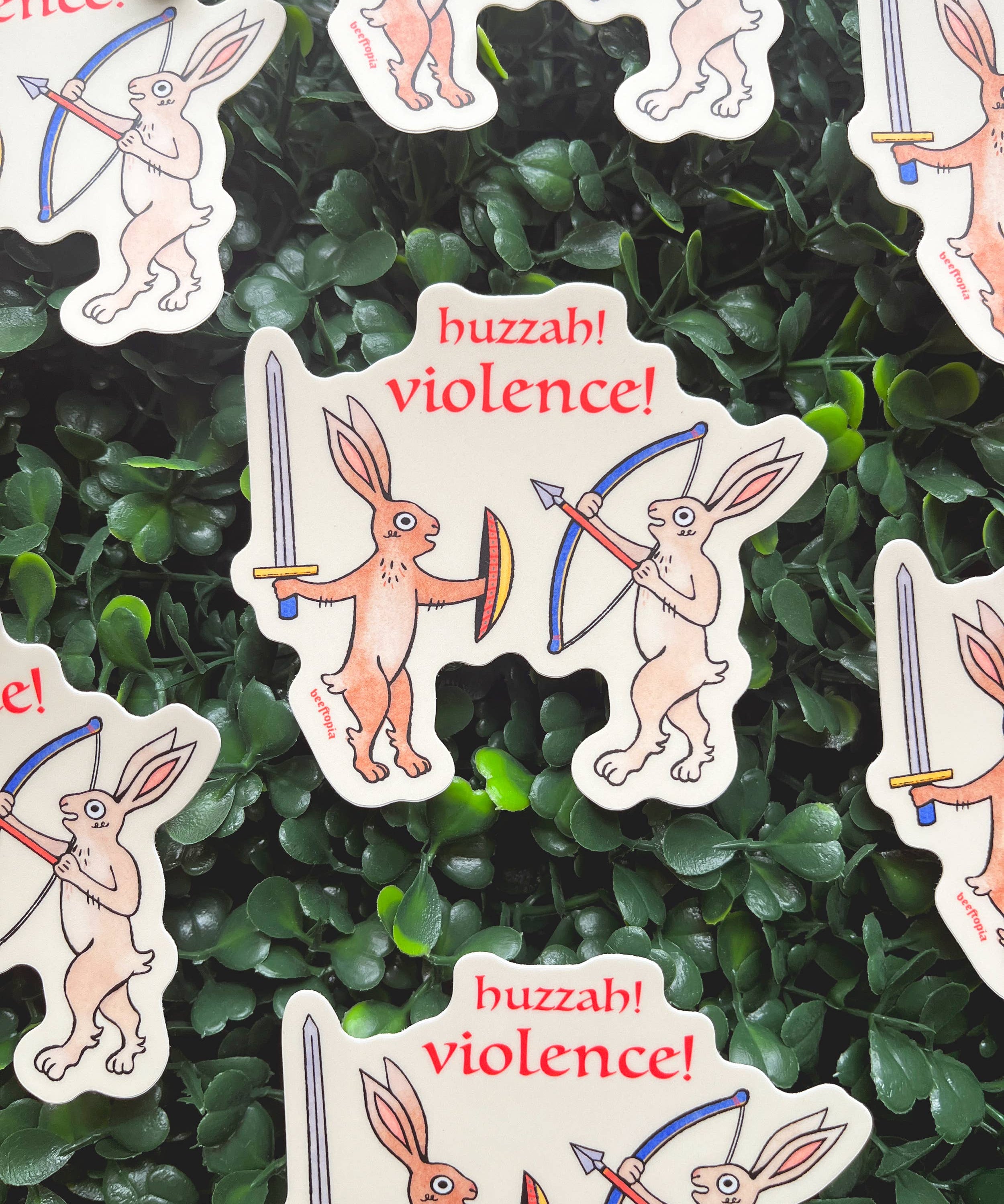 Huzzah! Violence! Medieval Rabbits Vinyl Sticker