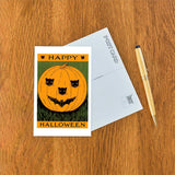 Jack O'Lantern with Cats and Bat Postcard