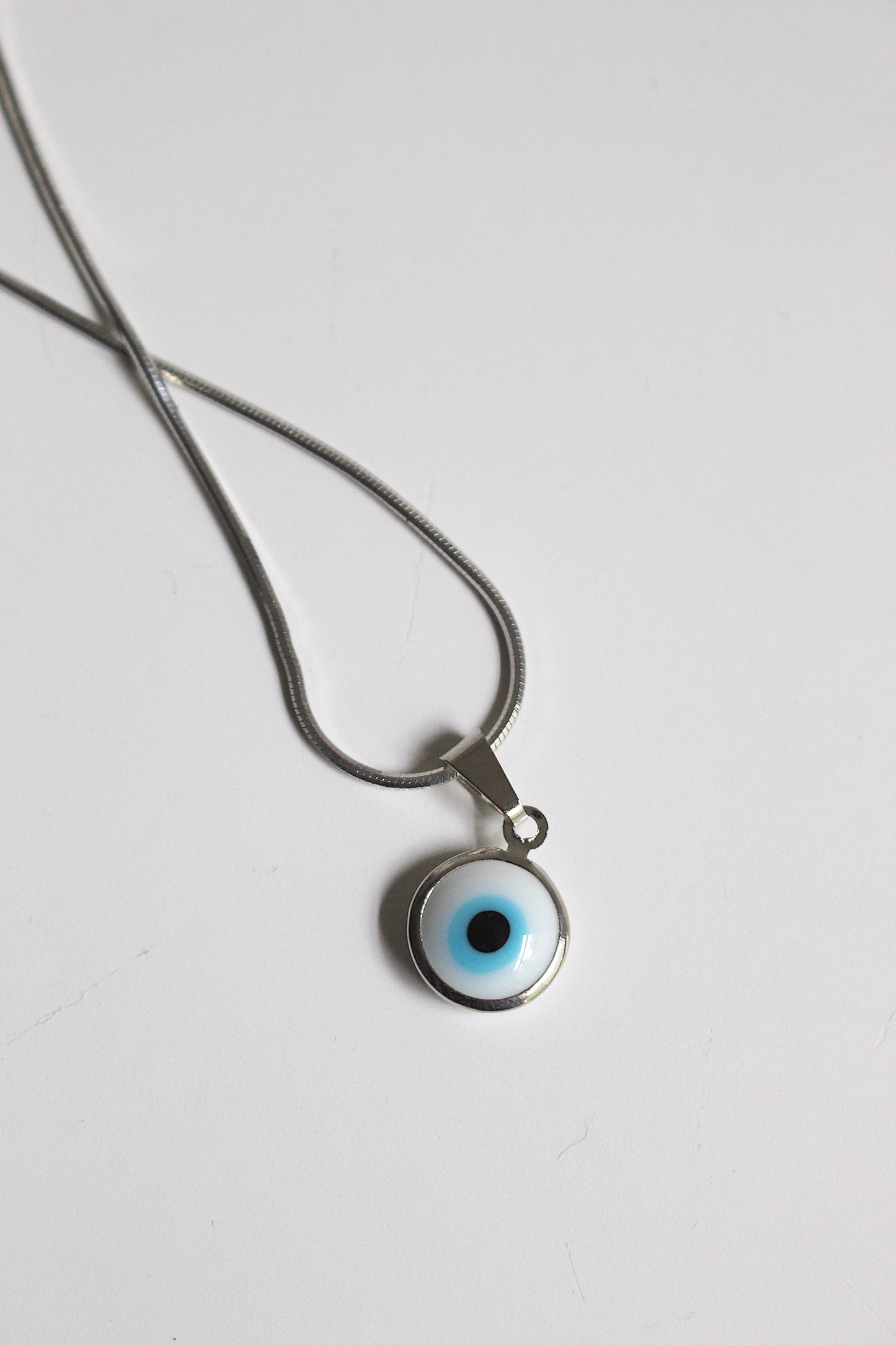 Silver Plated Light Evil Eye Necklace