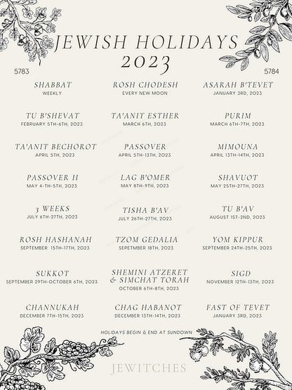 Branches Jewish Holiday Calendar 2023 | Digital Poster